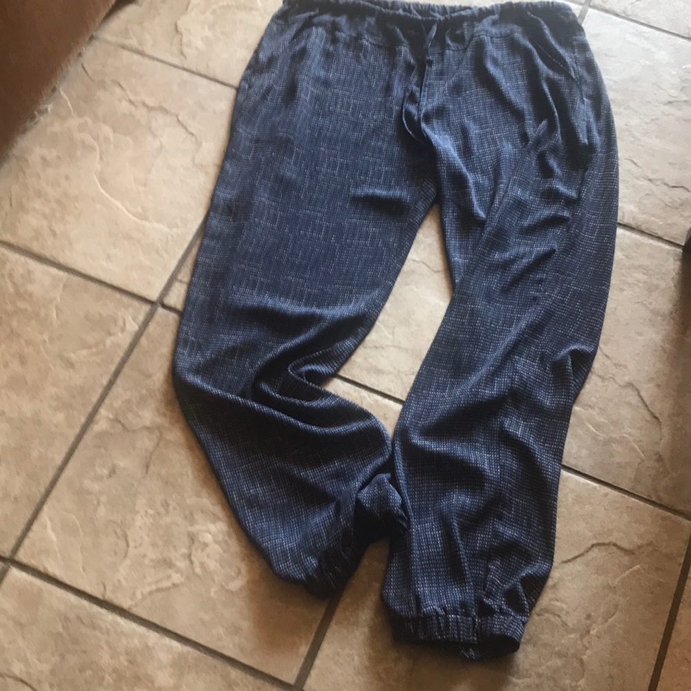 Blue and white Cabi joggers